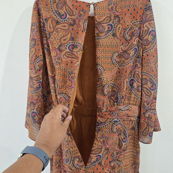 Jessica Simpson Women’s XL Paisley Boho Dress Flare Sleeve Boutique Style - Picture 9 of 10